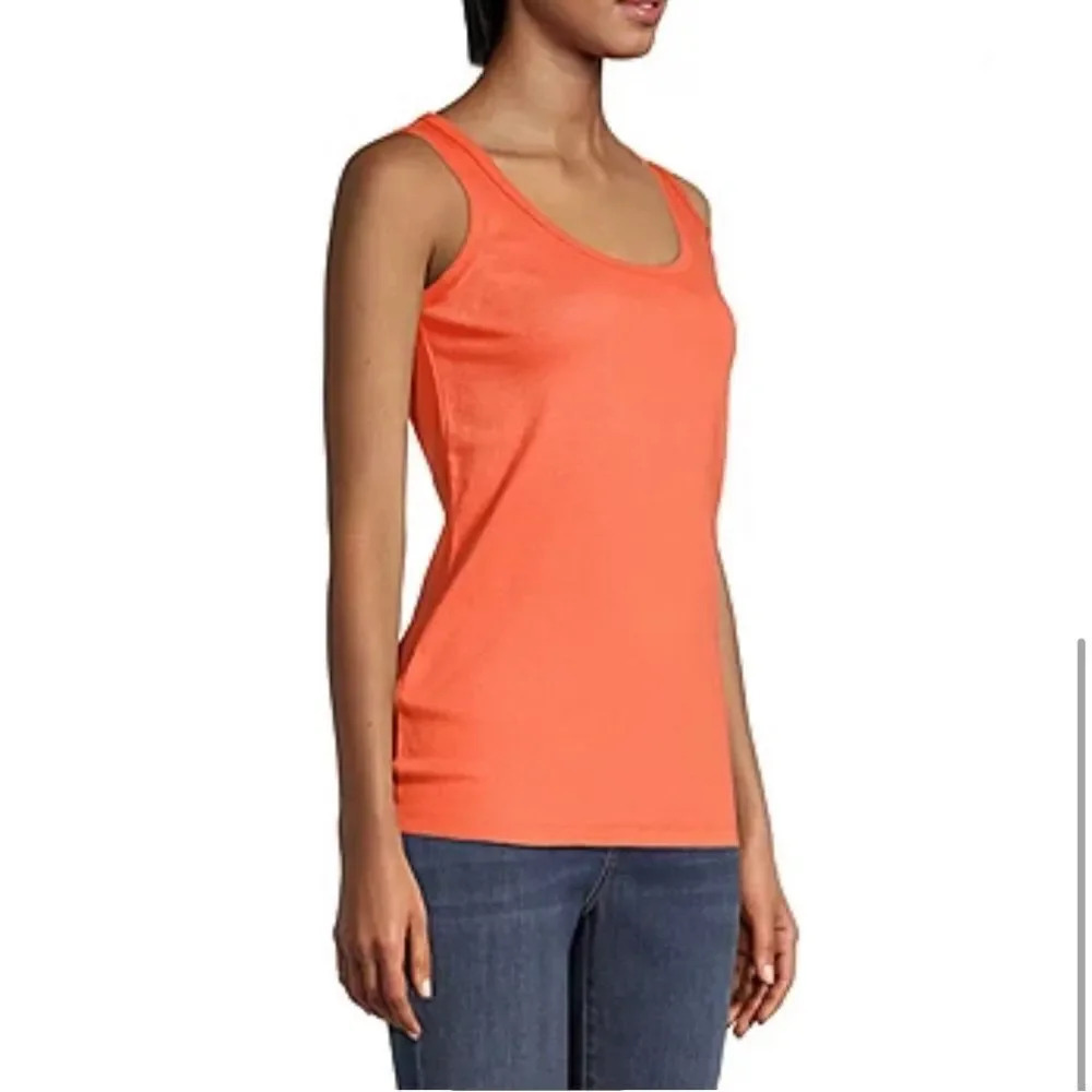 Womens Scoop Neck Sleeveless Orange (Bright Persimmon) Tank Top Large